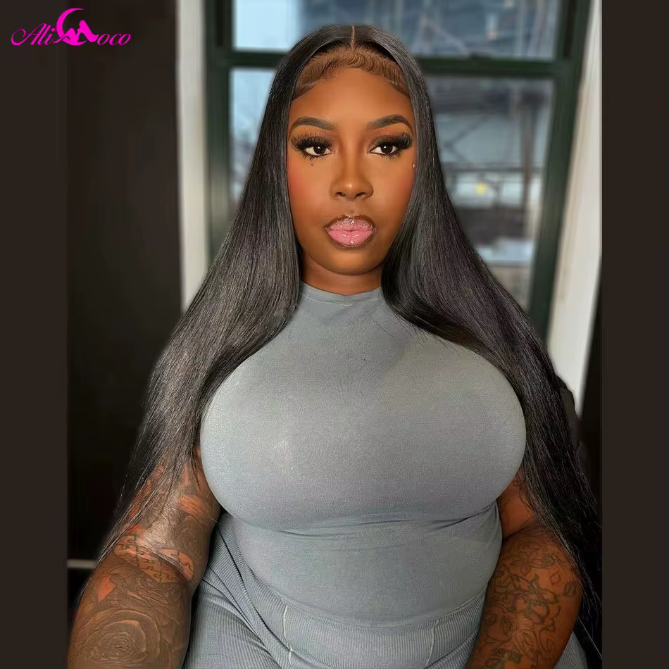 Perruque Lace Front Wig naturelle lisse ombré blond, 13x4, 13x4, racines brunes, pre-plucked, densit