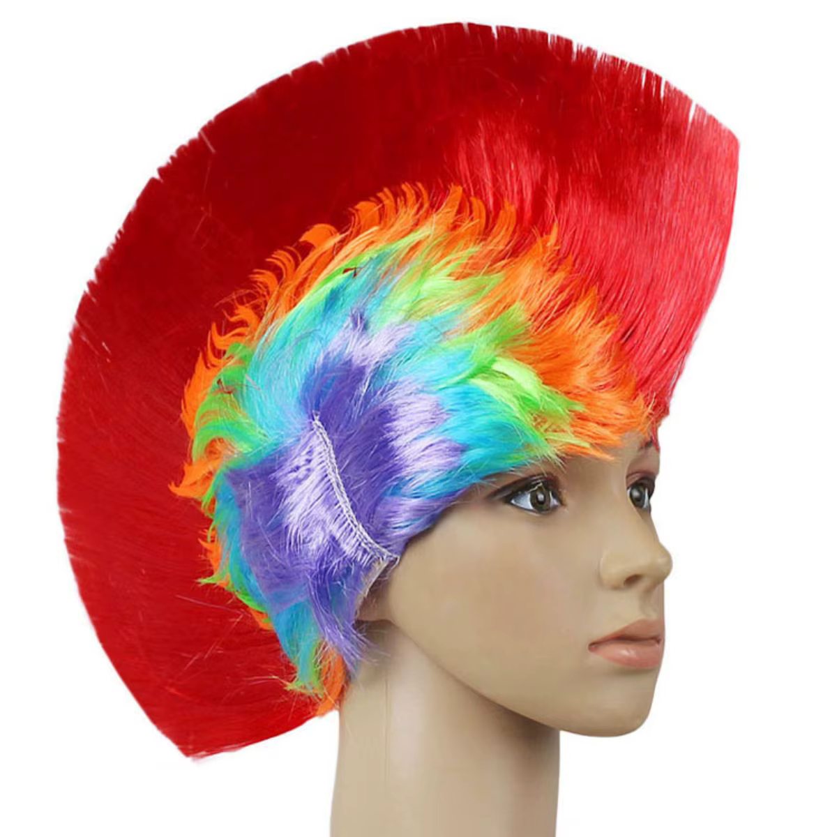 Perruque synthétique résistante à la chaleur, tête de crête de coq, chapeau de fête coloré drôle pou