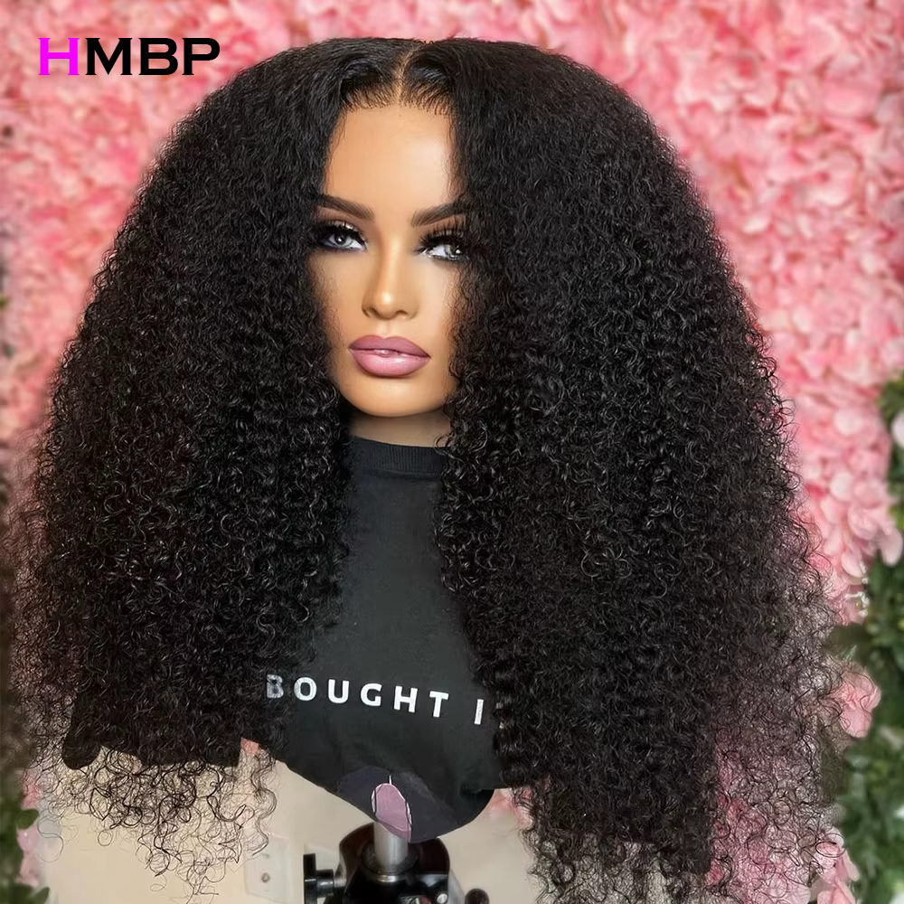350 densité Afro crépus bouclés 360 sans colle pleine perruque de dentelle 13X6 HD dentelle frontale