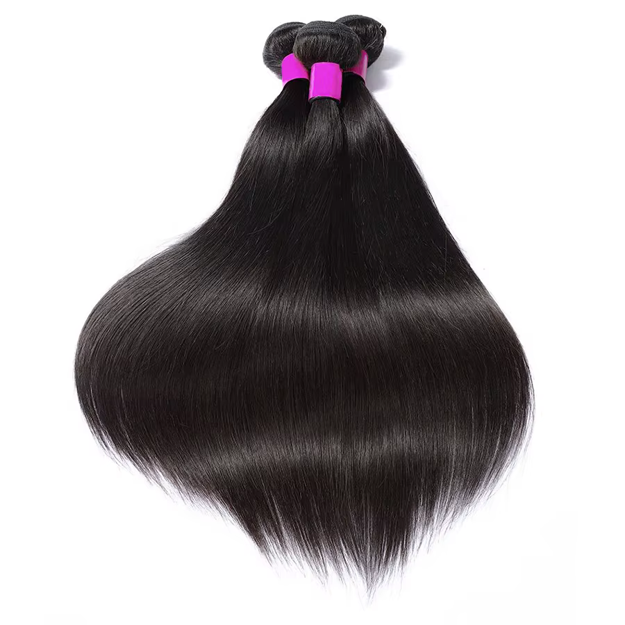 Extensions de cheveux humains Remy lisses, lots de 1/3/4 pièces, noir naturel, tissage brésilien, 14