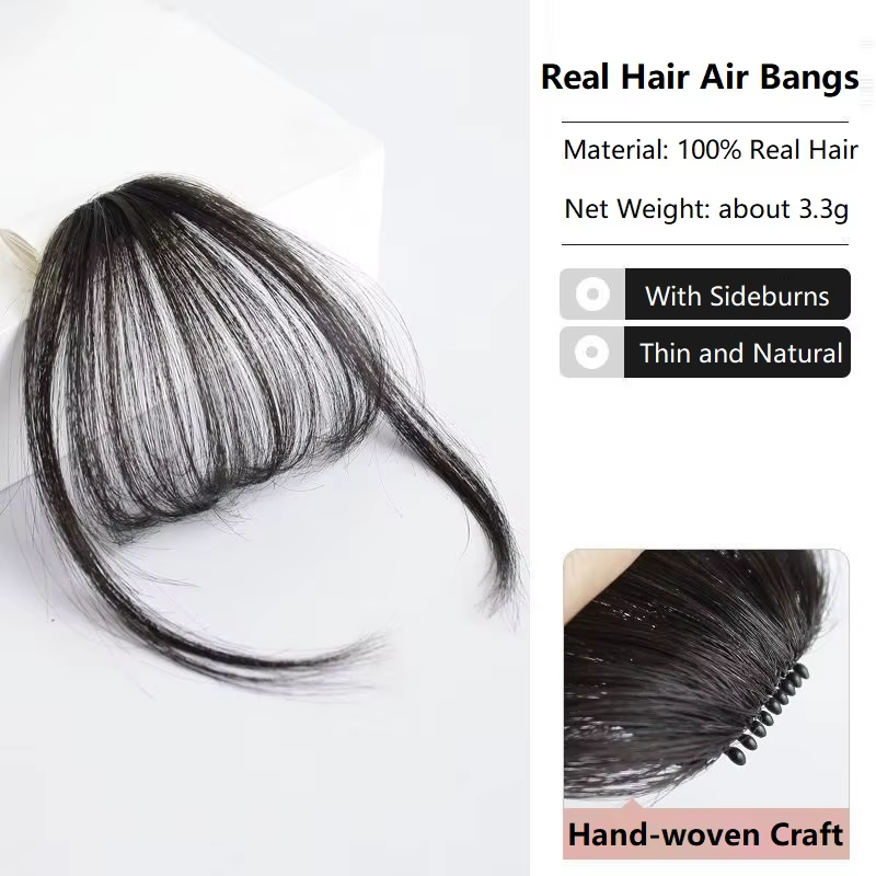 100% vrais cheveux humains pince sur frange pour les femmes cheveux vaporeux Air frange frange avec 