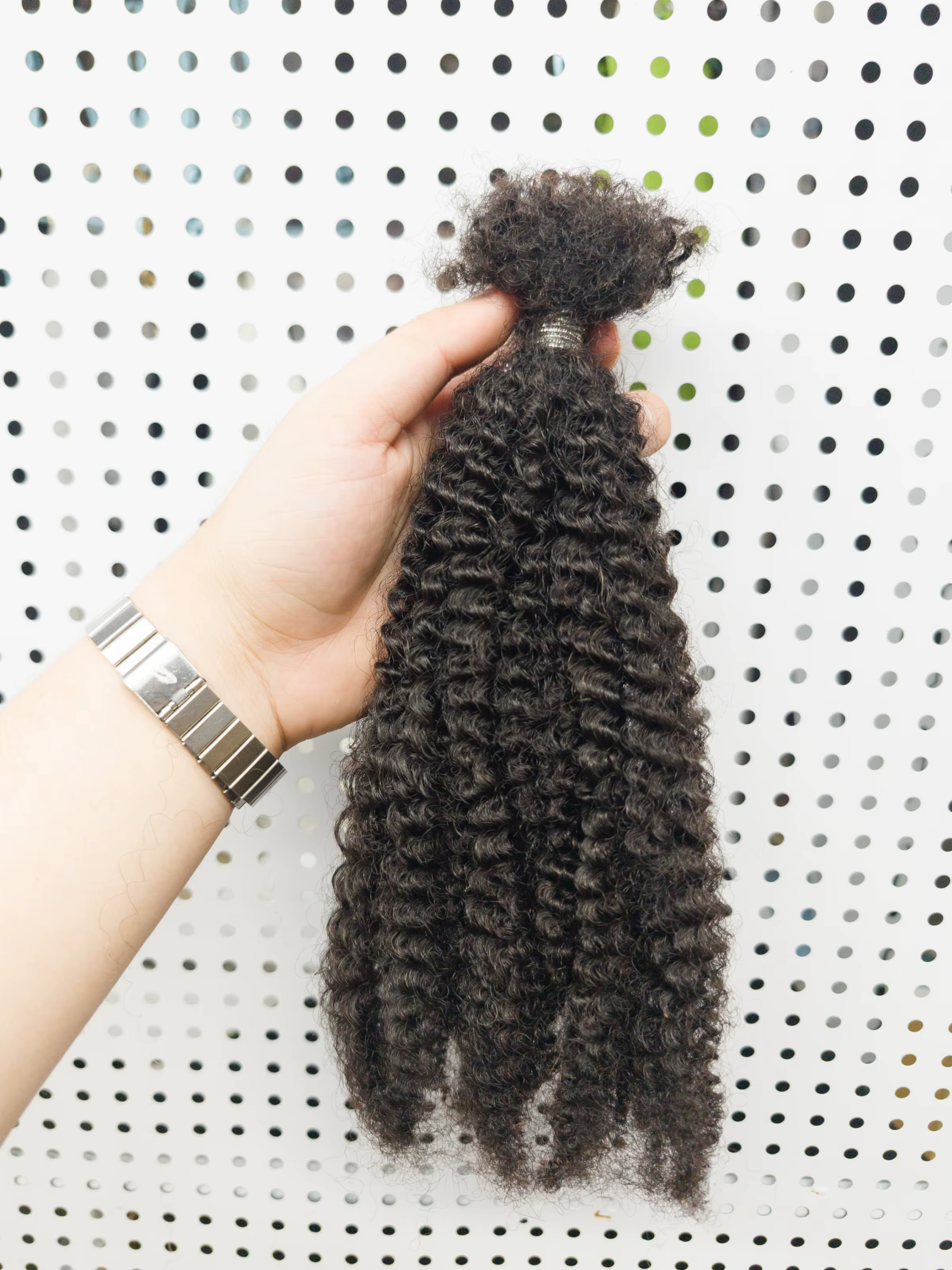 4C Afro crépus bouclés vierge cheveux humains 16 "Extensions de cheveux humains brésiliens armure fa