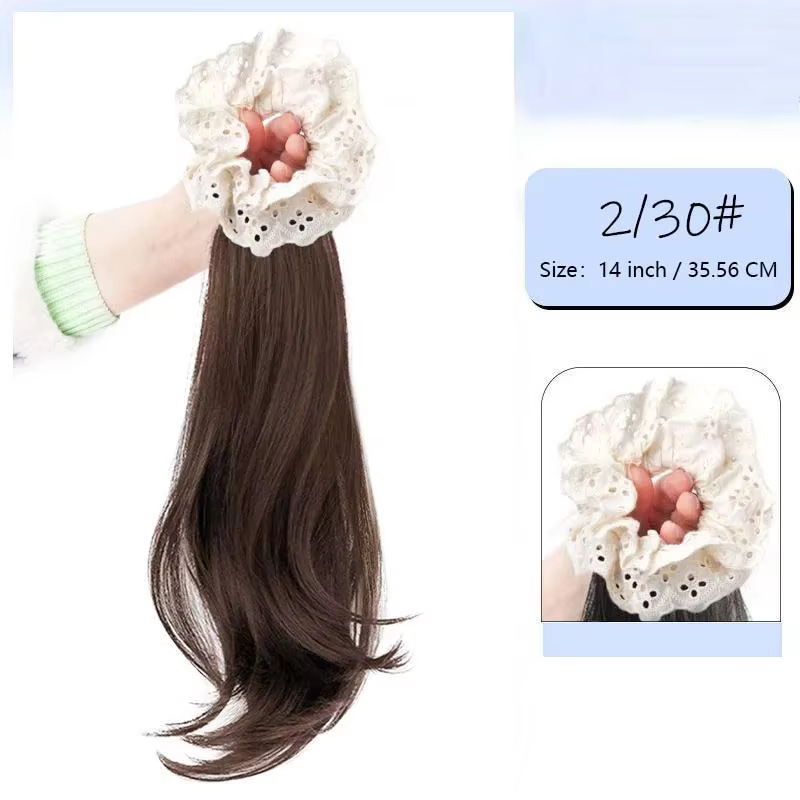 Extension de cheveux queue de cheval synthétique avec anneau élastique, postiche Body Wave, dentelle