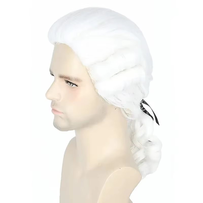 Perruque Synthétique Longue et Bouclée pour Cosplay Baroque, Gris, Blanc, Noir, Deluxe, Historique,
