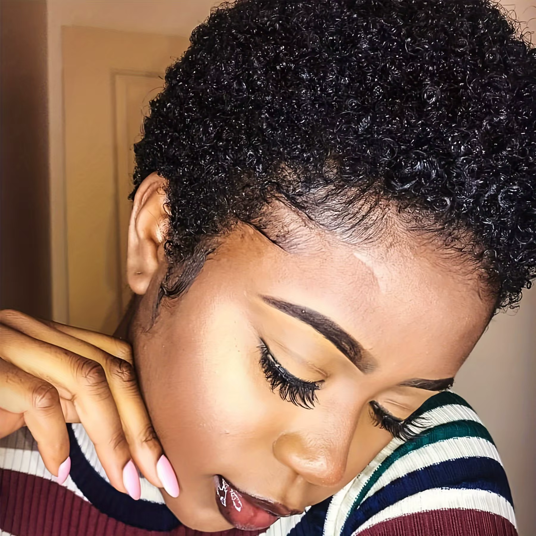 Perruques courtes afro bouclées en cheveux humains pour femmes, coupe pixie, perruque courte à ondul
