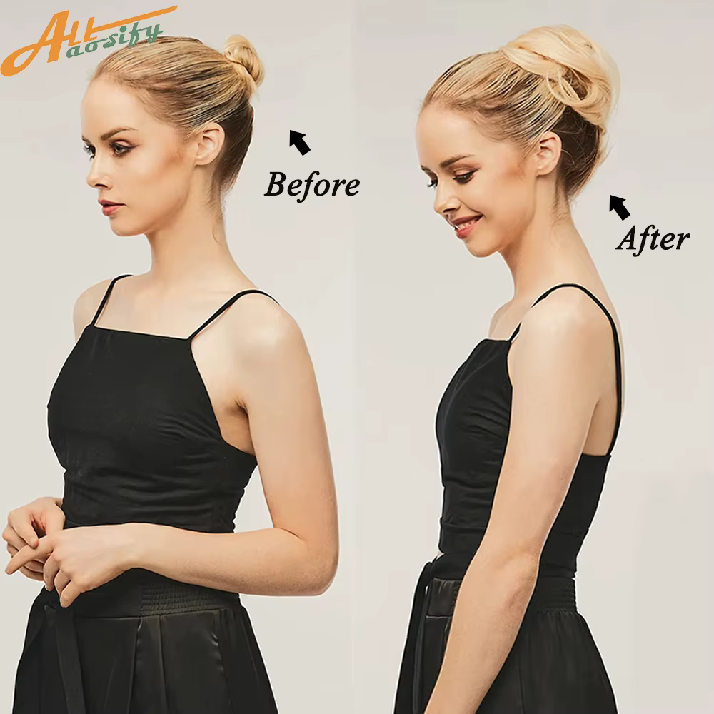 Allaosify Chignon synthétique femme naturel bouclé désordre Chignon postiches Extensions de cheveux