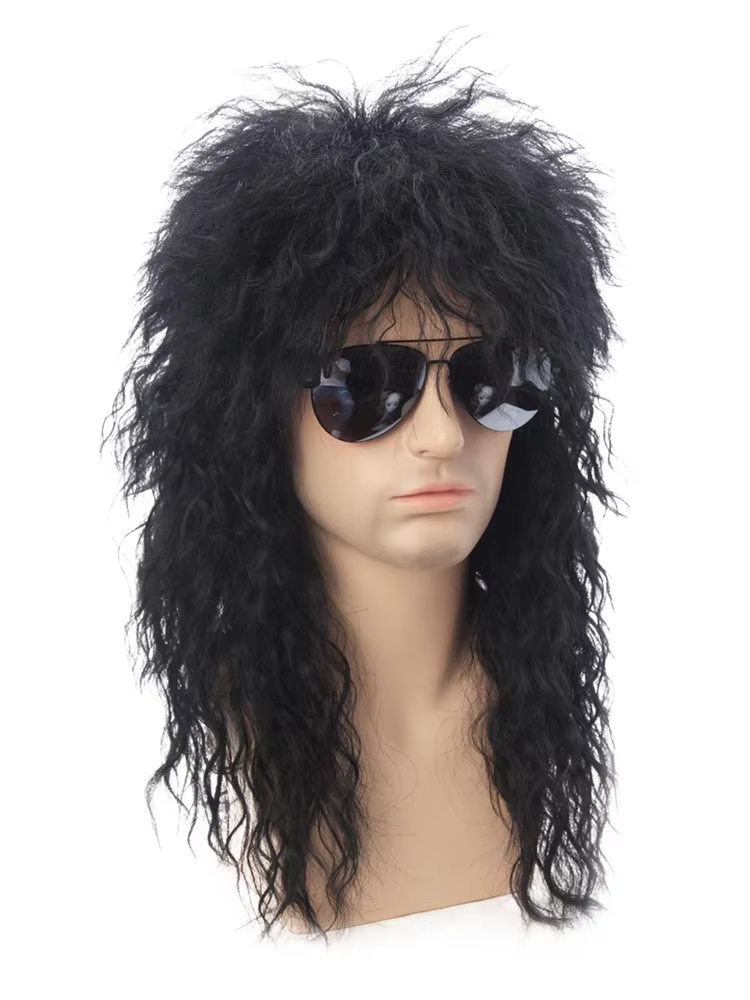 Perruque Rockstar blonde Punk pour hommes, perruque longue et moelleuse pour fête d'halloween, perru