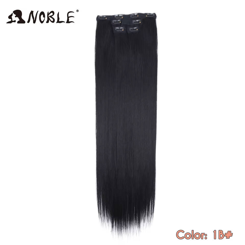 Noble cheveux synthétiques pince Extensions de cheveux 4 pièces/ensemble 24 pouces longue droite Omb
