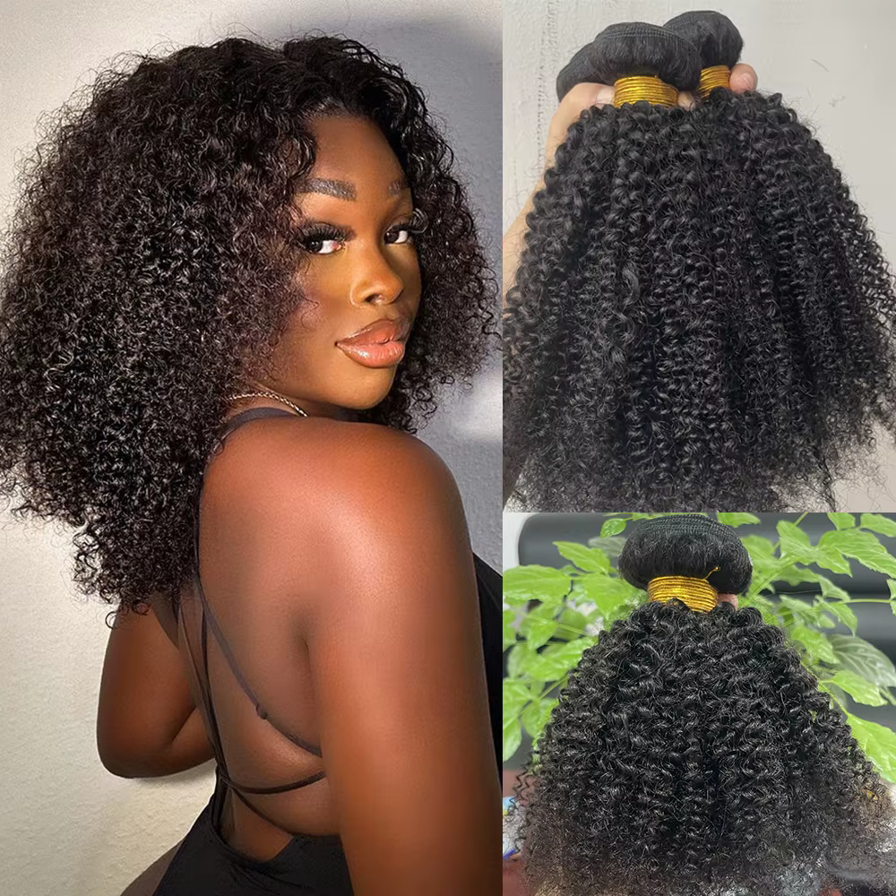Afro crépus bouclés paquets brésiliens 1/3 Afro crépus cheveux humains paquets affaire 8-24 "Extensi