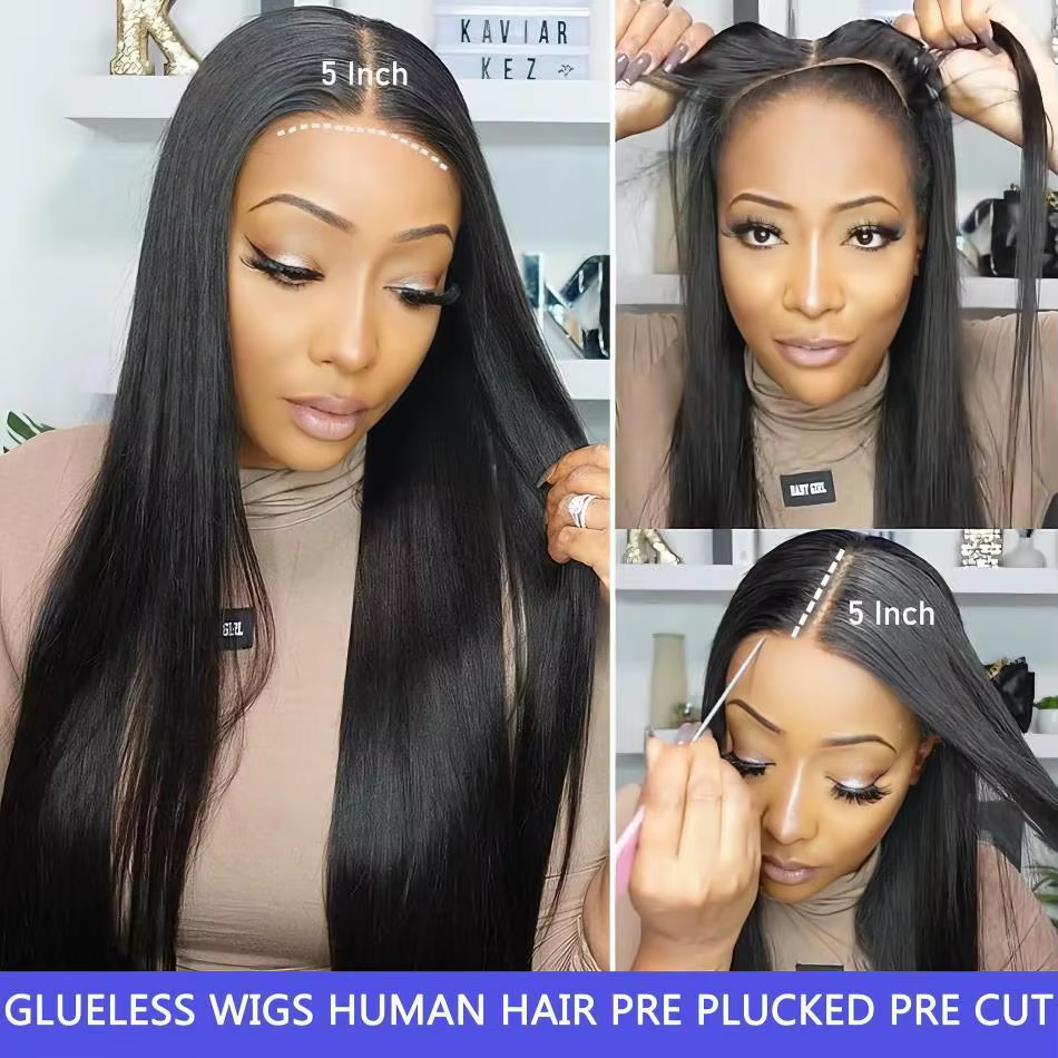 Perruque Lace Frontal Wig brésilienne naturelle, cheveux lisses, 13x6, sans colle, 13x4, Hd, prête à