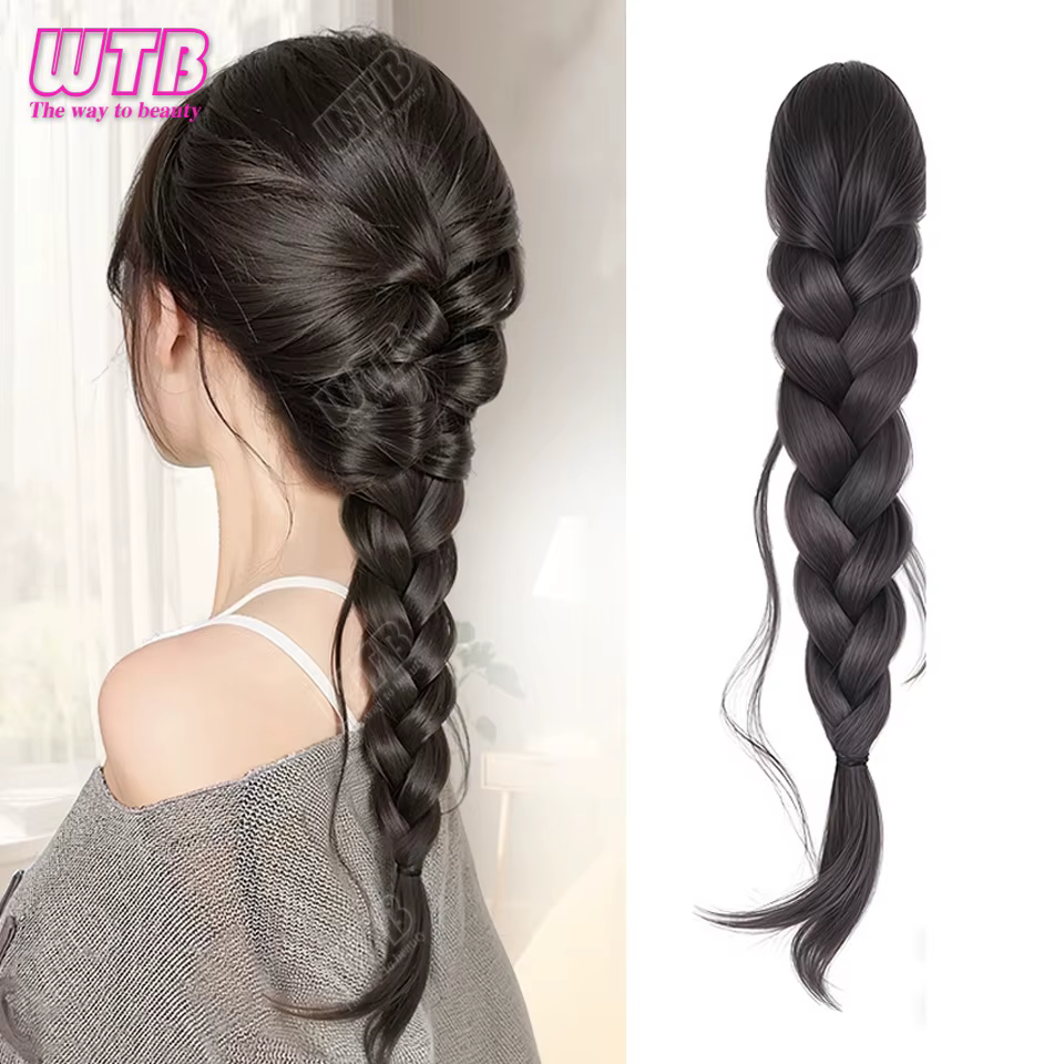 Perruque synthétique tressée pour femme, clip queue de cheval, tempérament paresseux, cheveux tressé