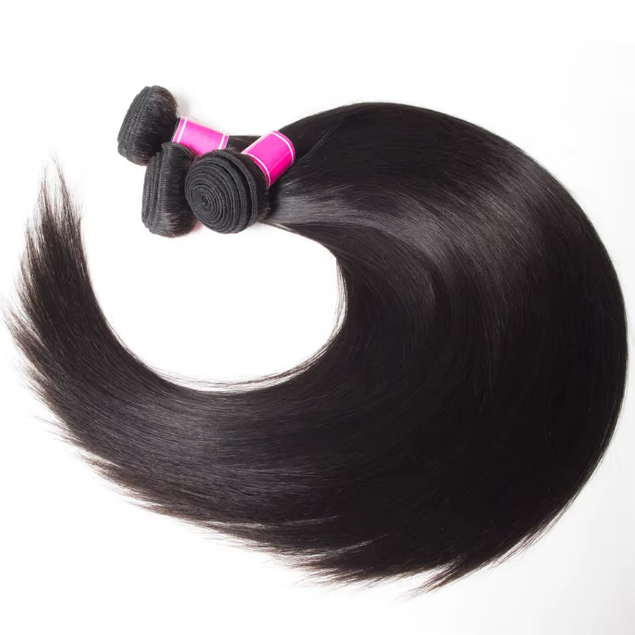 Extensions de cheveux humains Remy lisses, lots de 1/3/4 pièces, noir naturel, tissage brésilien, 14