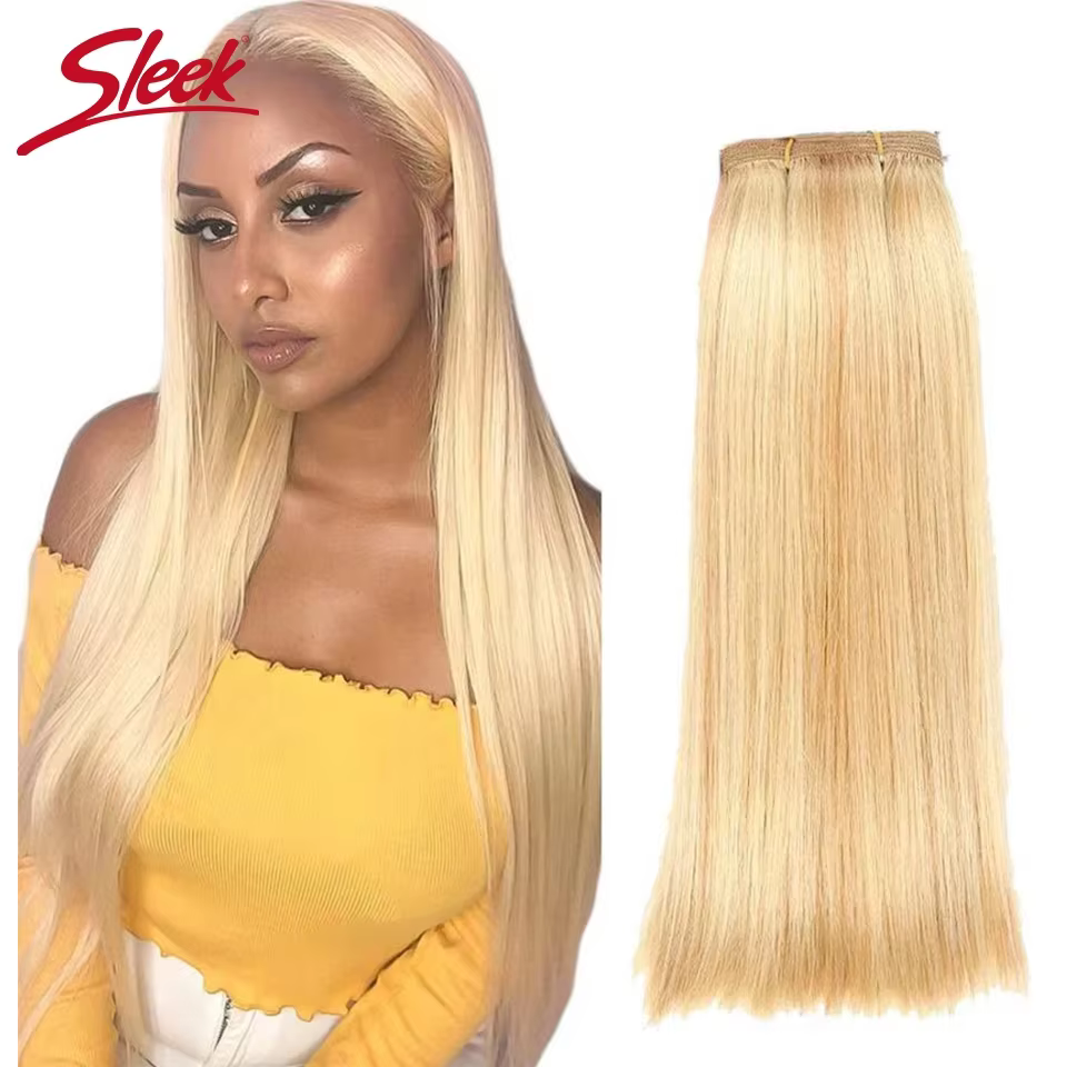 Extensions de cheveux humains naturels brésiliens lisses, double épaisseur, Remy, blond miel 613 6 #