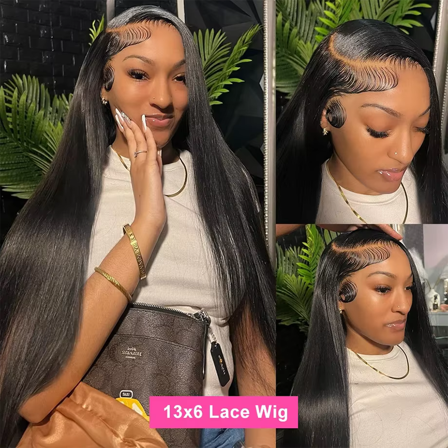 Perruque Lace Front Wig lisse brésilienne naturelle-Sophia, cheveux Remy, 13x6 HD, densité 200, 38 p