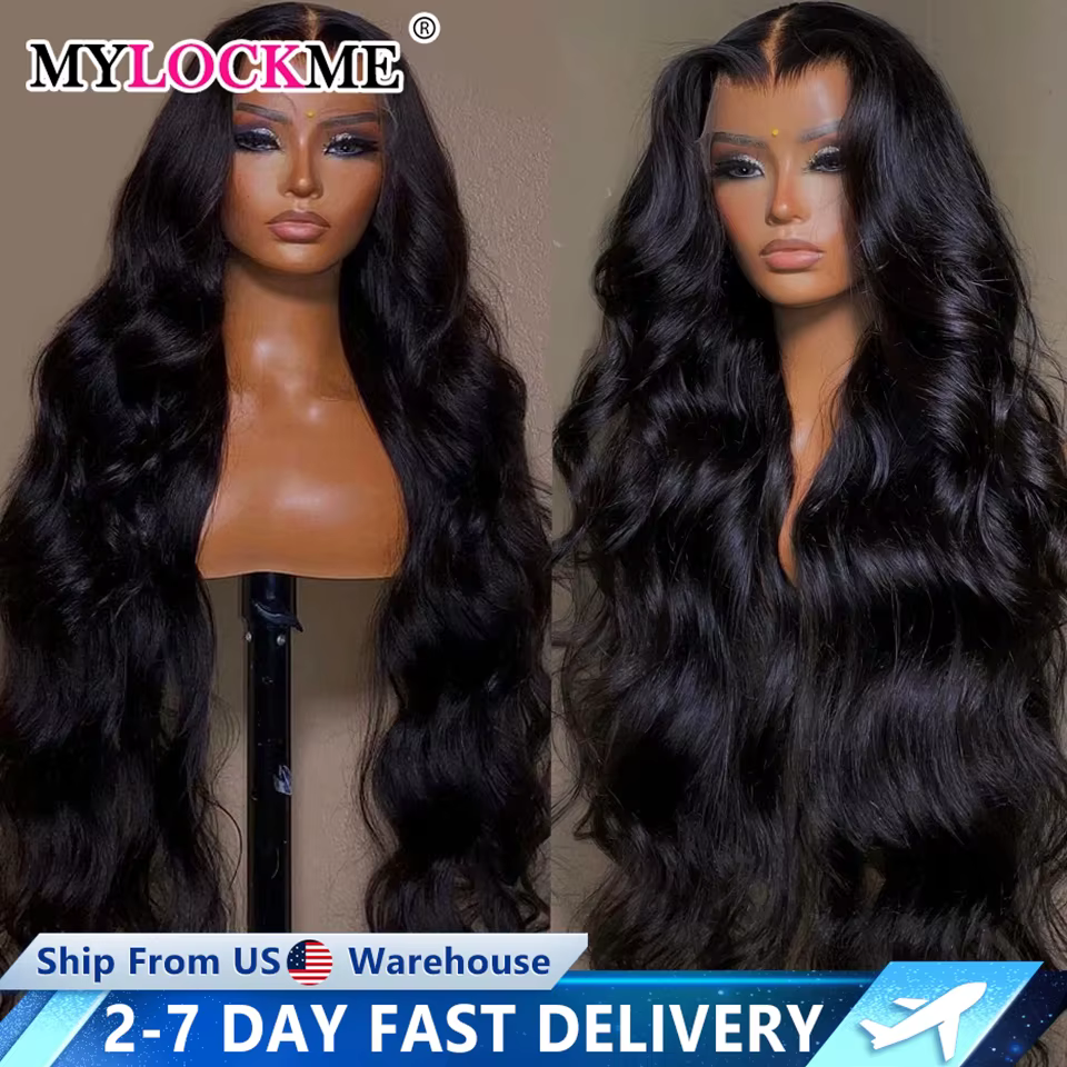 Perruque Lace Wig Body Wave Brésilienne Naturelle, Cheveux Humains, 13x4, Sans Colle, Prête à vitati