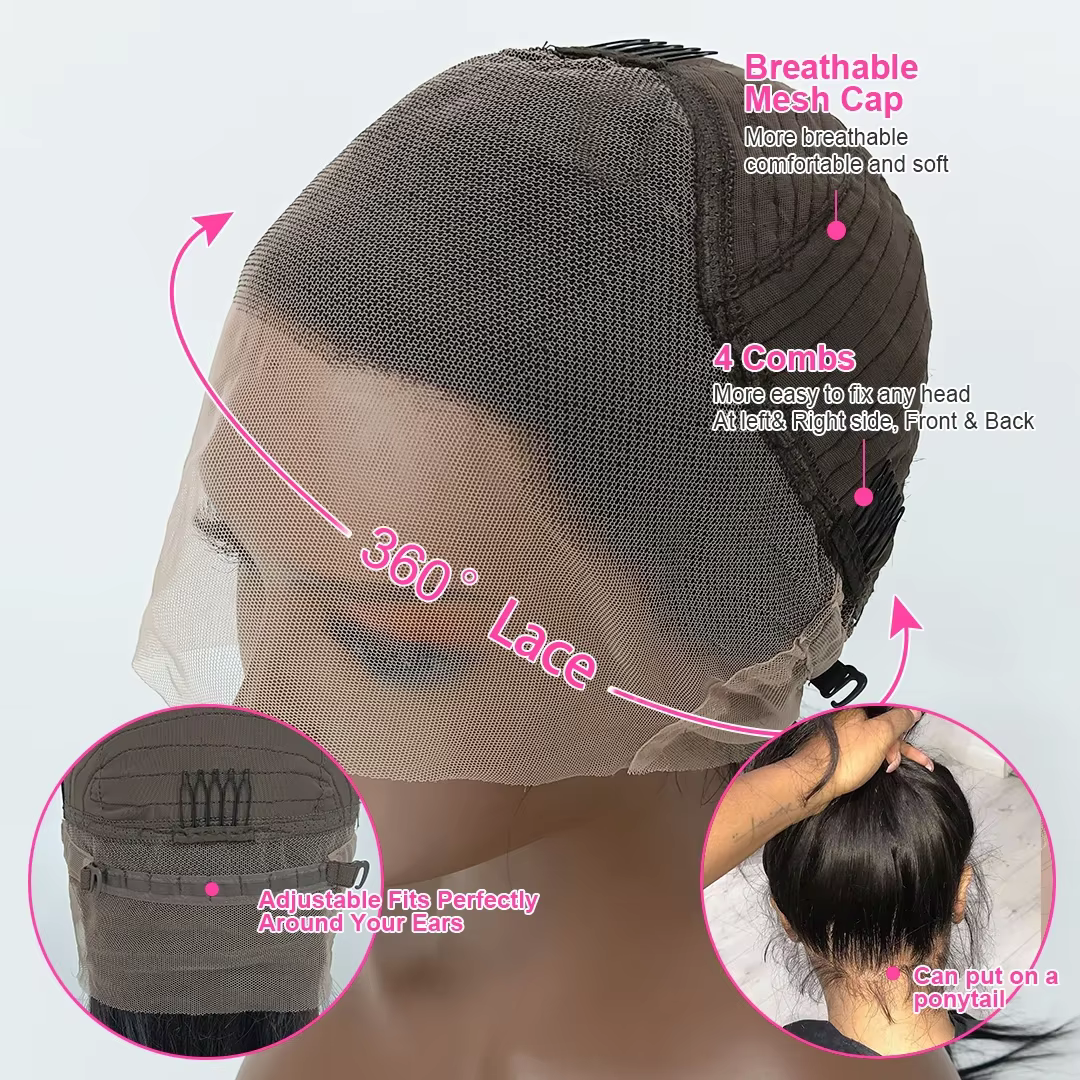 Bon Prix Perruque 360 Lace Frontal Cheveux Humain Kinky Straight Cheveux Humains Full Lace Perruque