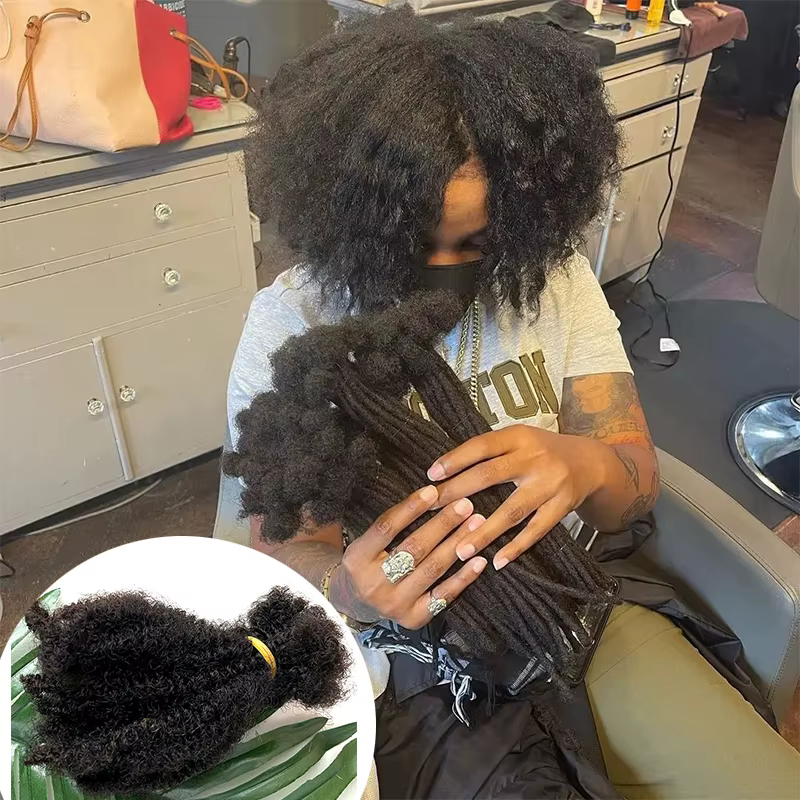 Extensions de cheveux Afro crépus bouclés, Microlocs, tressage humain, cheveux en vrac pour tresser,