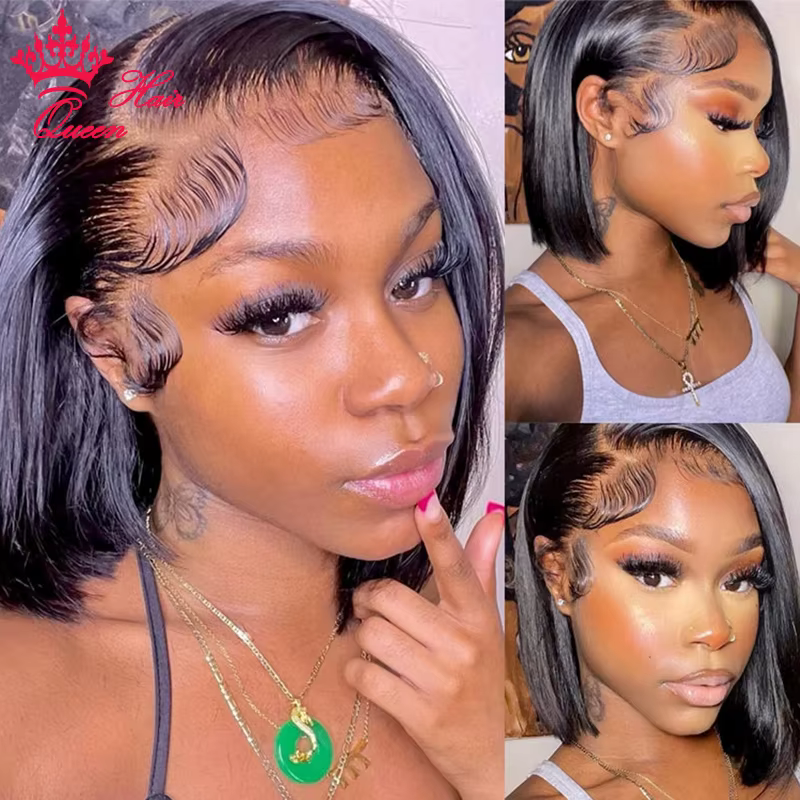 Queen Hair HD Bob Wig Bone Straight HD 4x4 5x5 6x6 Closure Wig HD 13x6 13x4 Full Frontal Bob Wig 100