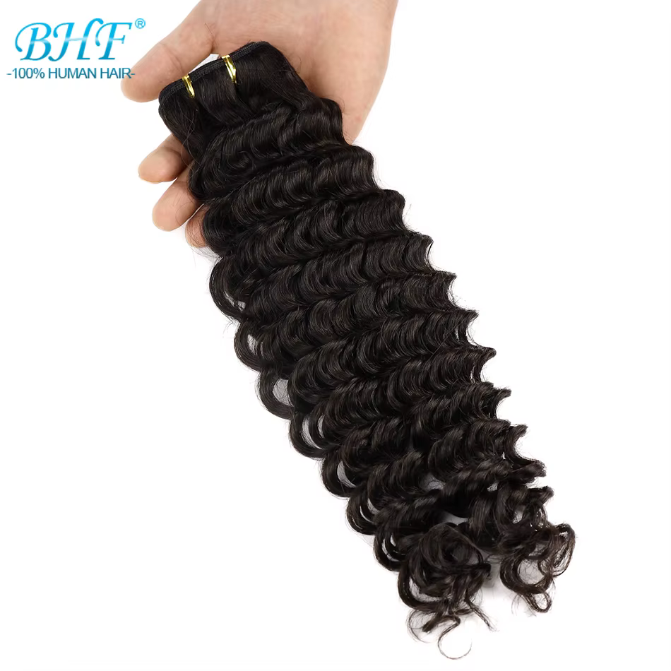 BHF vierge cheveux humains Bundle bouclés trame Extensions mettre en évidence Double dessiné cheveux