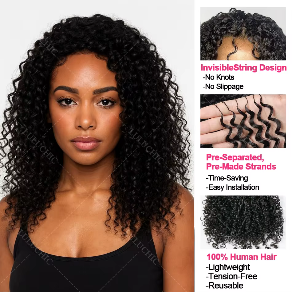 Petites spirales invisibles bouclés Crochet cheveux humains 12A sans noeuds pré-séparés crépus boucl