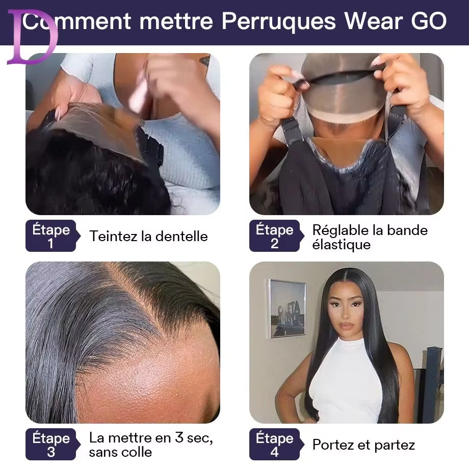 Dialola Perruques Cheveux Humains Sans Colle à Fermeture Dentelle 5X5 4X4 Perruques Lisses En Fronta