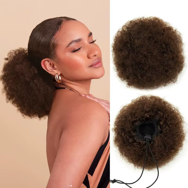 Afro Puff cheveux humains cordon queue de cheval pour les femmes 8 pouces bouclés 100% brésilien vie