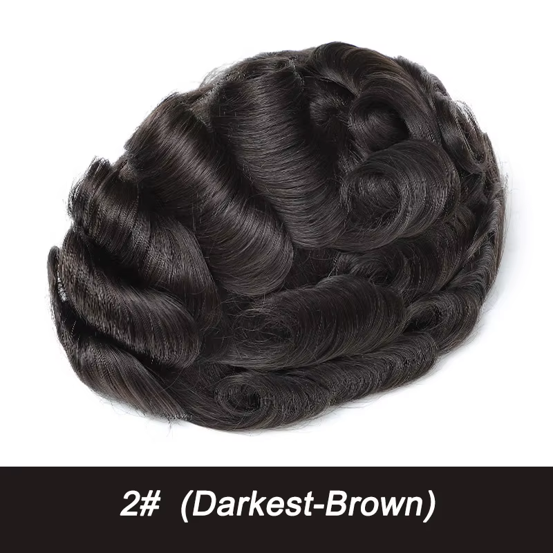 Prothèse capillaire masculine durable en mono et NPU, bouclée permanente, respirante, en cheveux hum