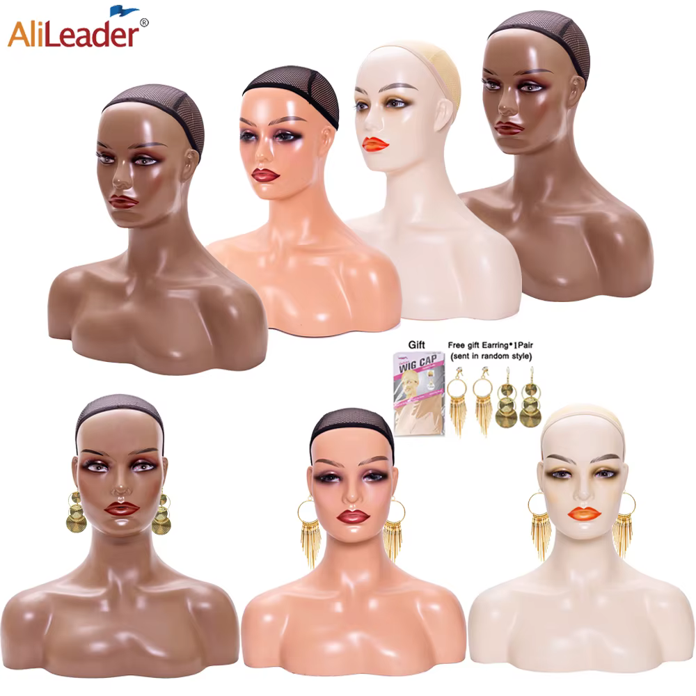Tête de mannequin femme avec épaule tête de mannequin buste support de tête de perruque avec maquill