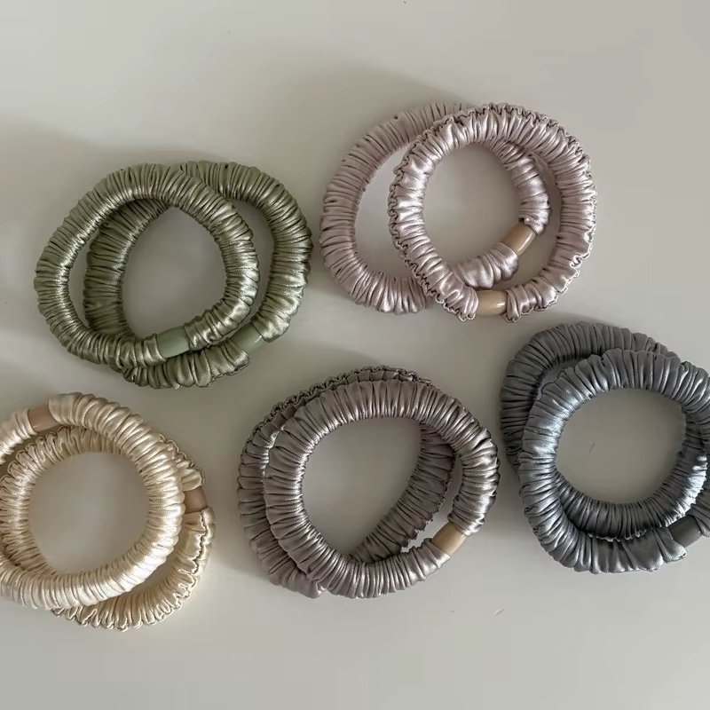 Chouchou élastique en soie pour femmes, couleur unie chouchou satin scrunchie cheveux Élastiques et 