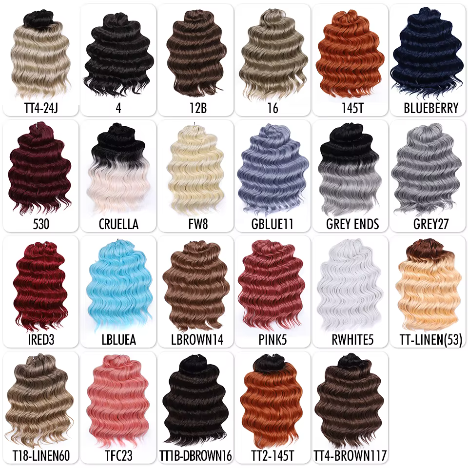 FREEDOM synthétique torsion Crochet cheveux bouclés 16 pouces vague profonde tresse cheveux Ombre Bl