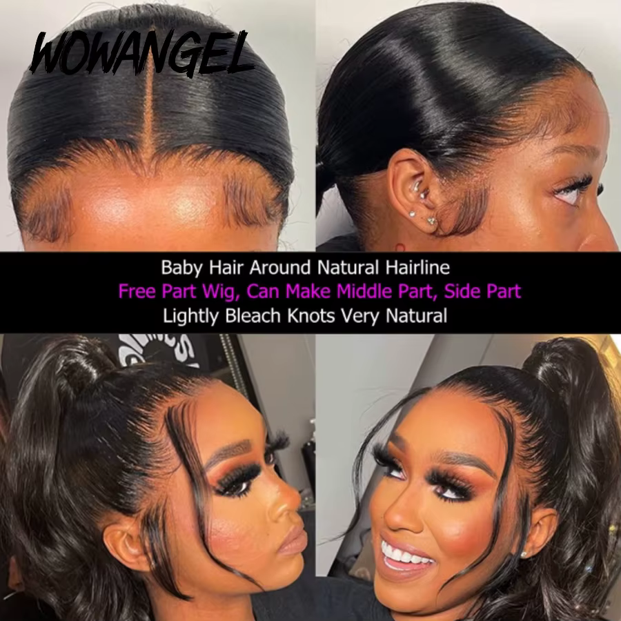 Perruques Lace Front HD 13x6 Wow Angel, Cheveux Humains Remy 250% Body Wave, Perruque à pose rapide 