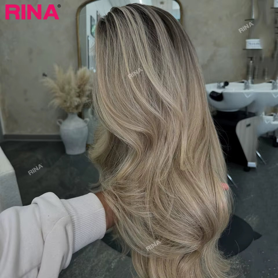 Highlights gris or 180 densité 13x6 dentelle perruque frontale pré - chanceux cheveux brésiliens den