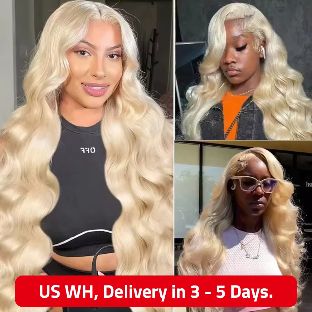 Perruque Lace Closure Wig Body Wave naturelle, cheveux humains, couleur miel 613, blond, 13x6, pour 