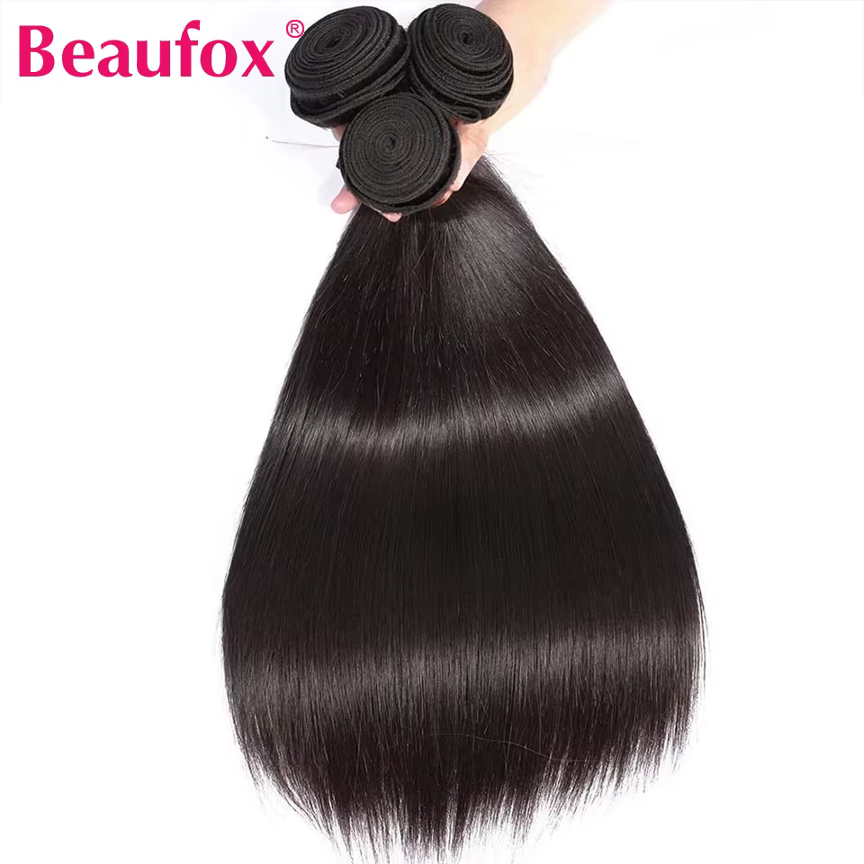 Beautorch-Tissage en Lot Brésilien Naturel Remy Lisse de 32 Pouces, Extensions de Cheveux Humains po