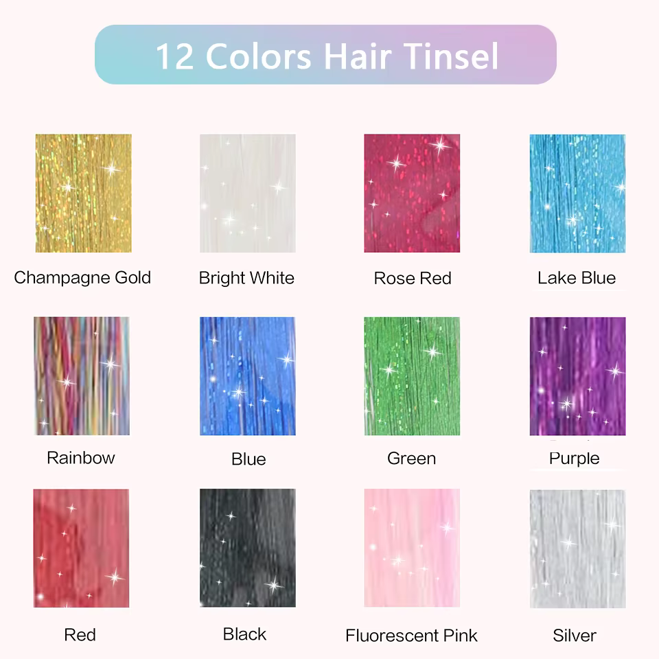Kit d'extensions capillaires synthétiques Tinsel avec outils, mèches de cheveux 1200 brins, nickel é