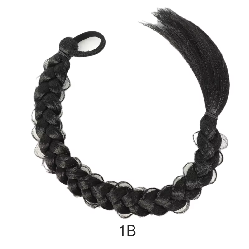 Extensions de queue de cheval tressées synthétiques pour femmes, bande élastique, torsades de pâte f