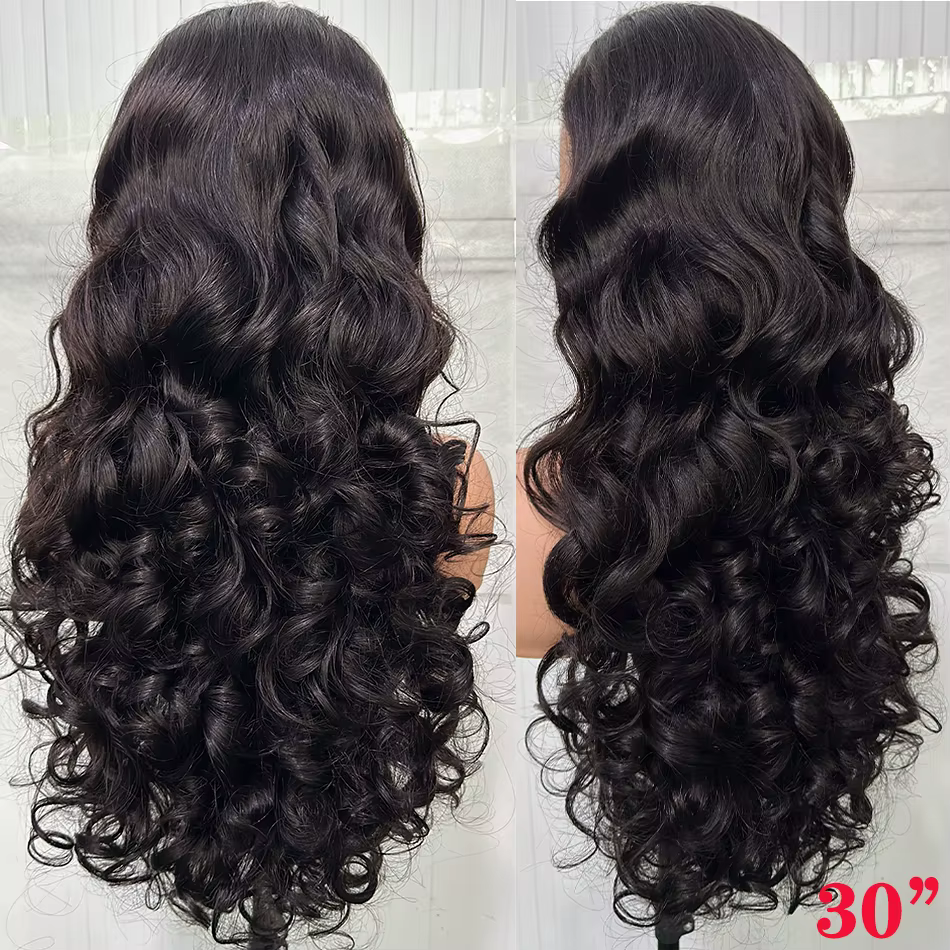 100% cheveux humains noir naturel 250 densité rebondissant bouclés vague de corps lâche Super Double