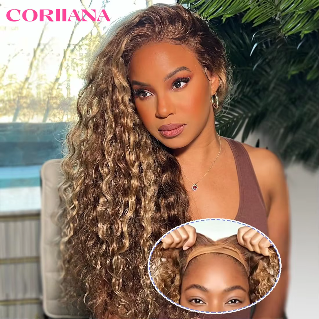 Perruques bouclées blond miel 13x6 sans colle perruque à reflets cheveux humains prêt à porter Ombre
