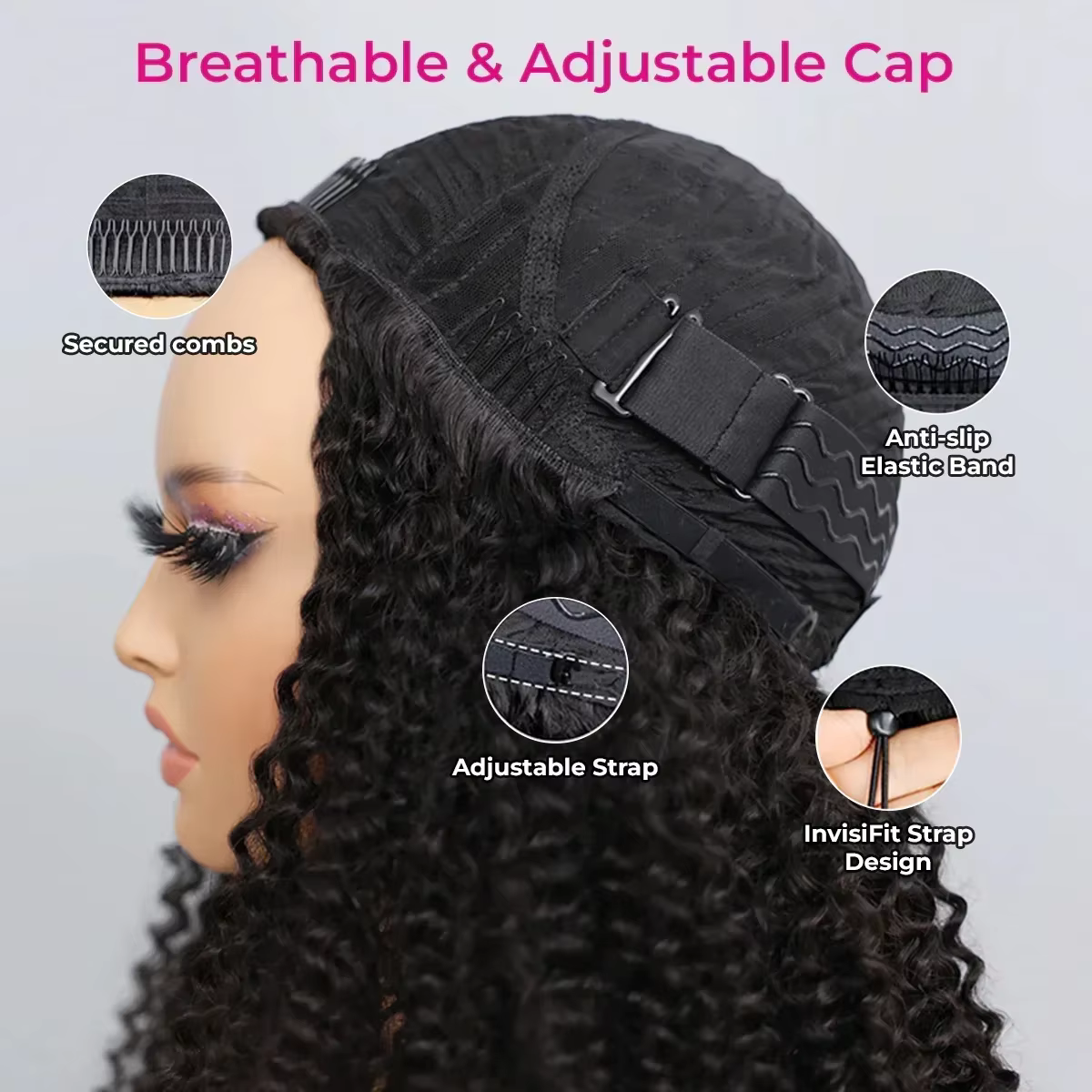 300% porter Go demi perruque cheveux humains crépus bouclés bandeau perruque mise à niveau 3 en 1 de