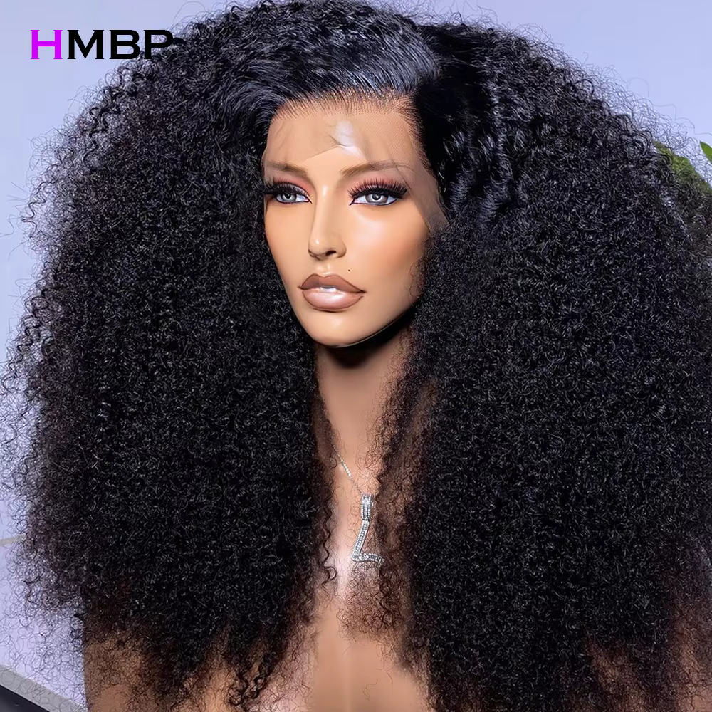 Perruque Lace Frontal Wig sans colle naturelle, cheveux Afro crépus bouclés, 13x6 Hd, haute densité,