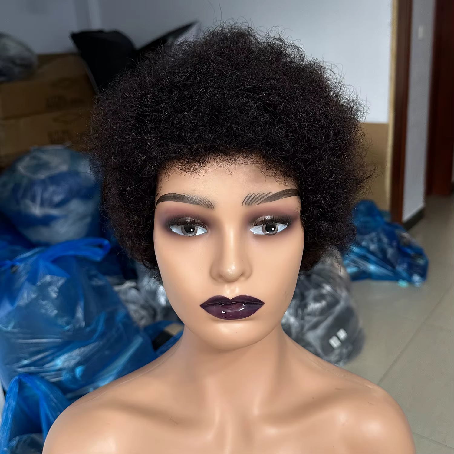 Perruques de cheveux humains bouclés afro crépus pour femmes noires, cheveux brésiliens naturels, pe