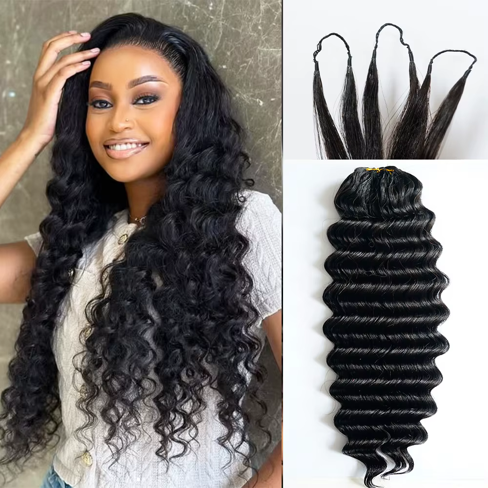 Extensions de cheveux humains 100% naturels Deep Wave, tresses au crochet sans nœuds pré-séparées, e