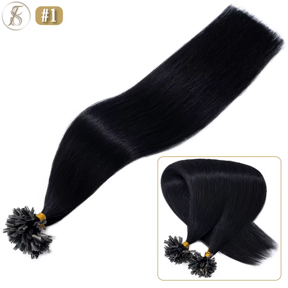 TESS-U Tip Extensions de Cheveux Humains, Microlink KerktCapsule, Pré-collé, Brun, Blond, Naturel, K