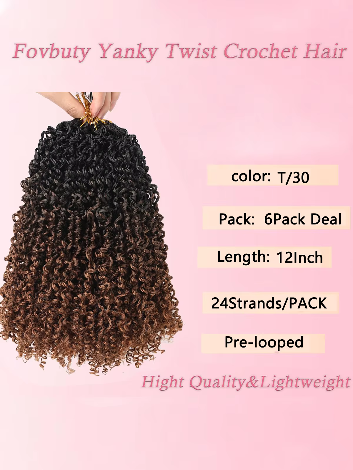 Extensions de cheveux au crochet Yanky Twist | 8" 10" 12" 14" de longueurs | 7 pièces/paquet |