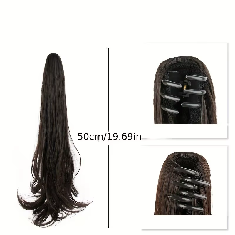 Extensions capillaires synthétiques longues et lisses, 20 pouces/50cm, Extensions capillaires queue