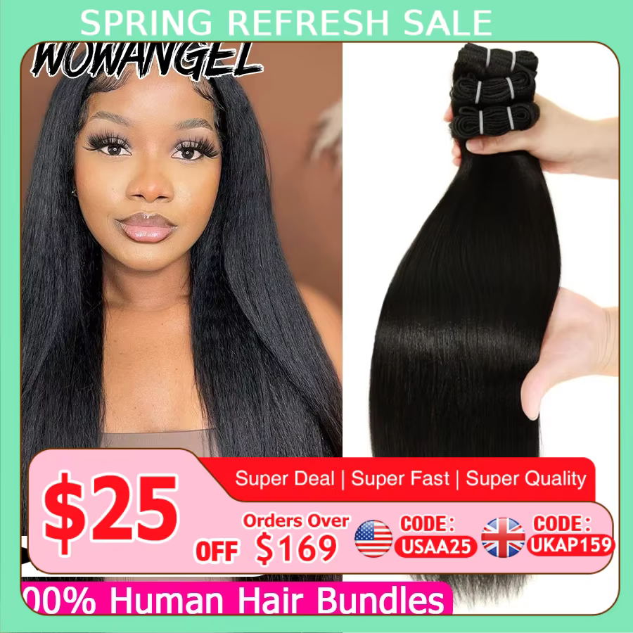 WOWANGEL lumière Yaki droite paquets de cheveux humains rebondissant moelleux crépus droite vierge E