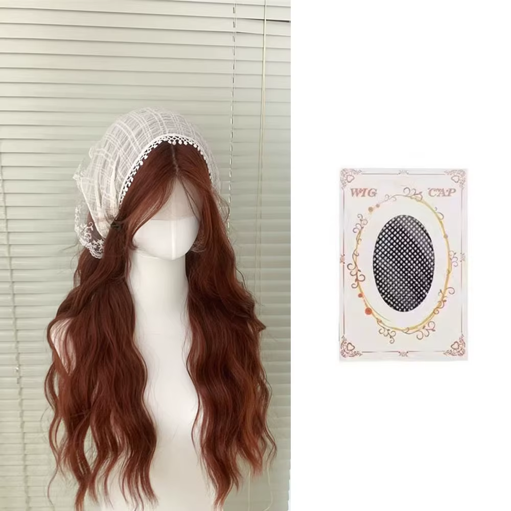 Perruque rouge-brun caramel pour femmes, cheveux ondulés longs de 65 cm, perruque synthétique à dent