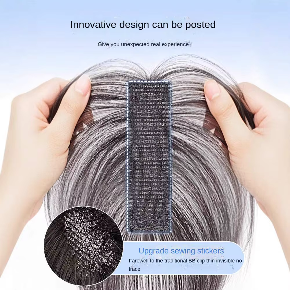 No Clip Toppers frange de cheveux humains amélioré pâte magique Toppers de cheveux frange pour les f