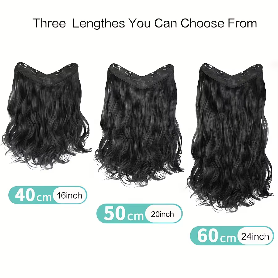 Extensions capillaires synthétiques longues ondulées en forme de U, Extensions capillaires à Clip de