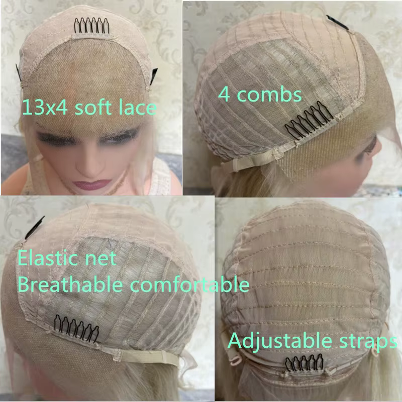 Perruque Lace Front Blonde Cendrée Courte Bob pour Femmes, Mèches Colorées, Cheveux Synthétiques Mél